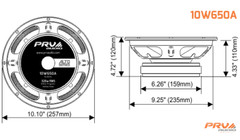 2x PRV Audio 10W650A Midbass ALTO Car Audio 10″ Speakers 8 Ohm 10A PRO 1300W