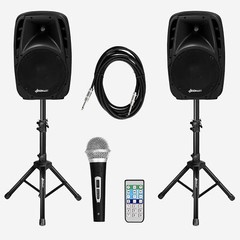 1600W Portable 2-Way Powered Speaker System w/ Microphone