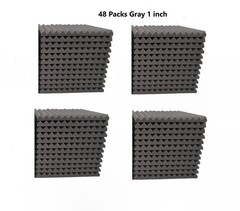 48 pk 12x12x1″ Wedge Acoustic Foam Soundproof Wall Record Studio Panel Tile Gray