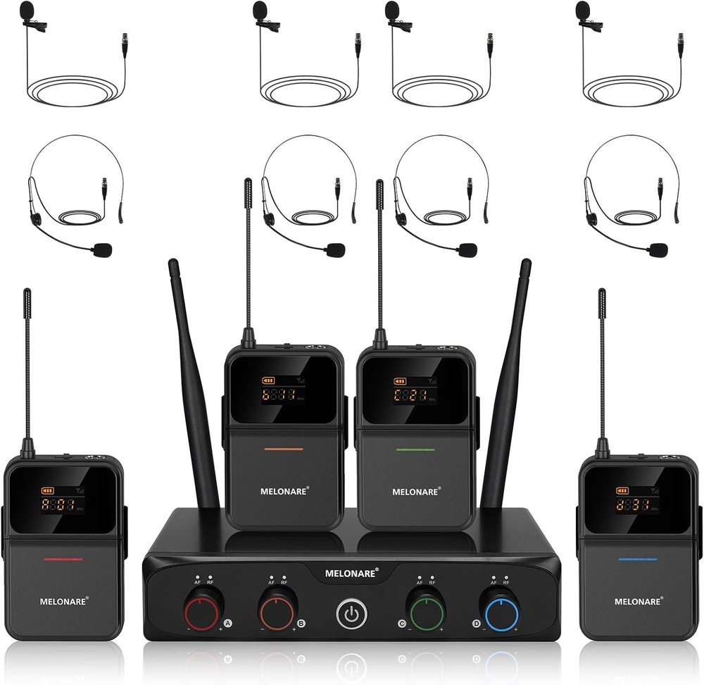 MELONARE 4 Channel Wireless Microphone System UHF