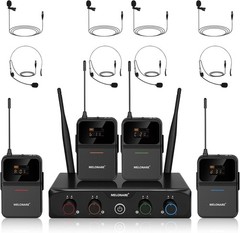 MELONARE 4 Channel Wireless Microphone System UHF