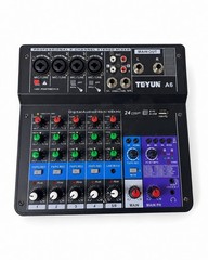 TEYUN A6 6-Channel Stereo Mixer DSP Phantom Power 24-bit/48kHz