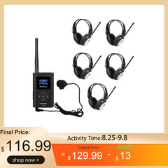 FT11 Wireless Tour Guide Audio System Transmitter 5 Receivers Meeting Church US