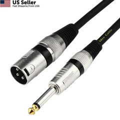 Disino Unbalanced 6.35mm(1/4 inch) TS Mono to XLR Male Cable 3 Feet, Black
