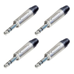 (4 Pack) Neutrik NP3X 1/4″ TRS Stereo Male Cable Mount Plug – Nickel Shell