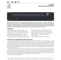 BIAMP MPA-250 Multi-Purpose Rackmount Amplifier #2653