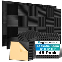 48 Pack Sound Proof Foam Panels for Walls with Self Adhesive, 12x12x1 Acousti…