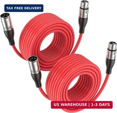 EBXYA XLR Cable 10ft 2 Packs – Premium Balanced Microphone Cable with 3-Pin XLR