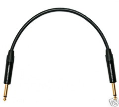 Gold Neutrik Guitar Jack to Jack FX Patch Lead. Van Damme Cable. Black and gold