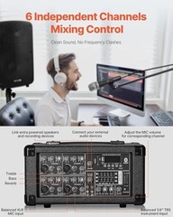 VEVOR JMC210BT PA Speaker System Bluetooth Wireless Remote 214W 6-Channel Black