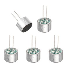 Cylindrical Electret Condenser Mic Inserts with Pins 9.7×6.7mm Pack of 5 Silver