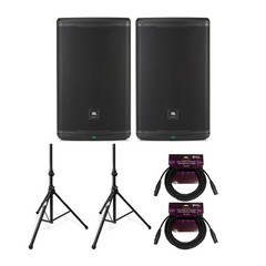 JBL Professional EON715 15in Bluetooth Loudspeaker Pair Stands Bundle
