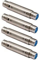 4 PC XLR 3Pin Female to Female Coupler Mic Microphone Audio Adapter Cable Joiner