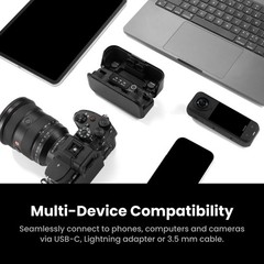 Mic Pro (1 TX + 1 RX), Wireless Mini Lavalier Microphone for iPhone/Camera/An…