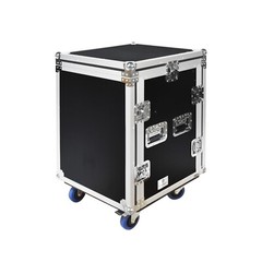 PRORECK 14U Road Case 20“ Rackable Depth with Slant Mixer Top One Side table