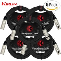 5-PACK Kirlin MP-280-50/BK 50FT XLR Male – XLR Female Microphone Cable Black