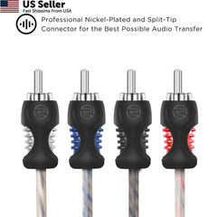 RECOIL RCI43 100% Oxygen Free Copper 4-Channel RCA Audio Cable, Twisted 3ft
