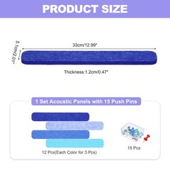 Acoustic Panels with 15 Push Pins (Dark Blue,Sky Blue,Blue,Light Blue)