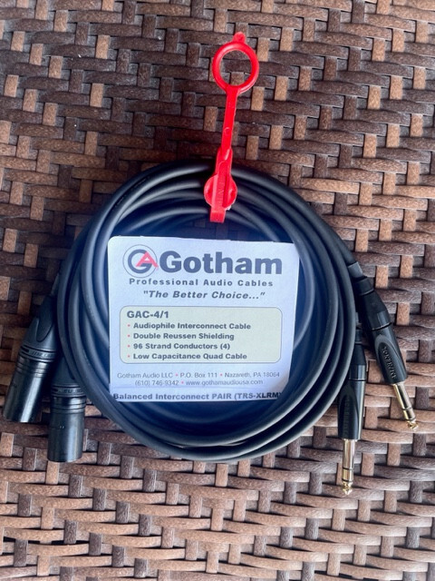 Gotham GAC-4/1 XLRM-TRS Interconnect Cable Assembly- 3 foot PAIR