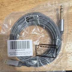 Conable USB 2.0 Type A to 1/4 in 6.35mm TRS Male Cable 15 ft Gray Braided