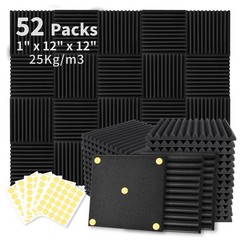 52 Pack 12x12x1 Inch Acoustic Foam Panels Sound Proof Foam Panels for Wall