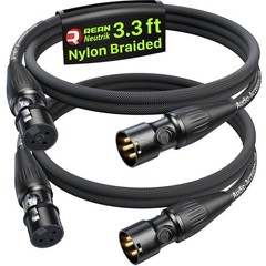 Short XLR Cables 3.3ft 2 Pack, Gold Plated 3-Pin Connectors from Rean-Neutrik…