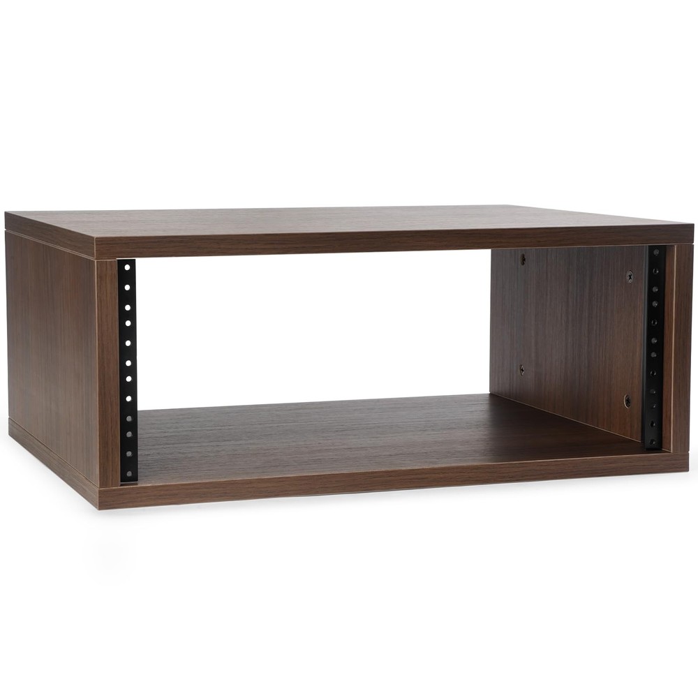 AcouZen Wooden Desktop Studio Rack, 19-Inch Rack-Mount 4U, Walnut Woodgrain