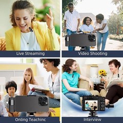 3in1 Wireless Lavalier Microphone For iPhone/Android Mini Lapel Mic Recording US
