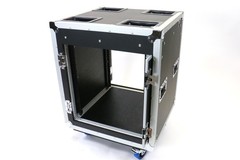 12 SPACE 20″ DEEP RACK MOUNT ATA SHOCK AMP ROAD RACK FLIGHT CASE w/ POCKET DOORS