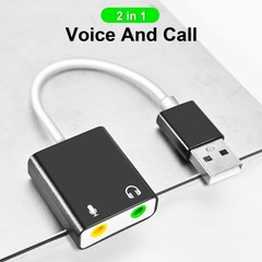 QAJOPFN USB Audio Adapter, External Sound Card for PC and Laptop，USB…