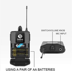 Debra Audio Pro UHF 4 Channel Wireless Microphone System with Cordless Handheld