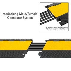 Pyle Anti-Slip Rugged Durable Multi-Channel Cable Cover Ramp & Protection