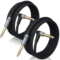 2 Pack 10FT 1/4″ TRS Balanced Audio Cable Stereo Right Angle Male to Male Cord