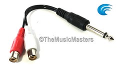 6″ inch 1/4″ Male Mono Plug to Dual RCA Jacks (F) Premium Audio Cable Wire VWLTW