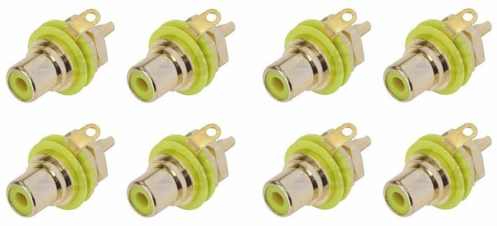 (8 PACK) REAN NYS367-4 RCA Panel Mount Jack w/ Gold Plated Contacts – YELLOW