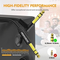 6.6ft TRS Instrument Cable 2-Pack, Straight & Right Angle 1/4″ Audio Cord for Gu