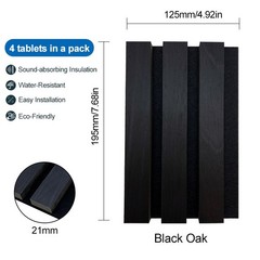 4 Pack Black Oak Acoustic Panels,Wood Panels for Wall,Self-adhesive, Soundproof