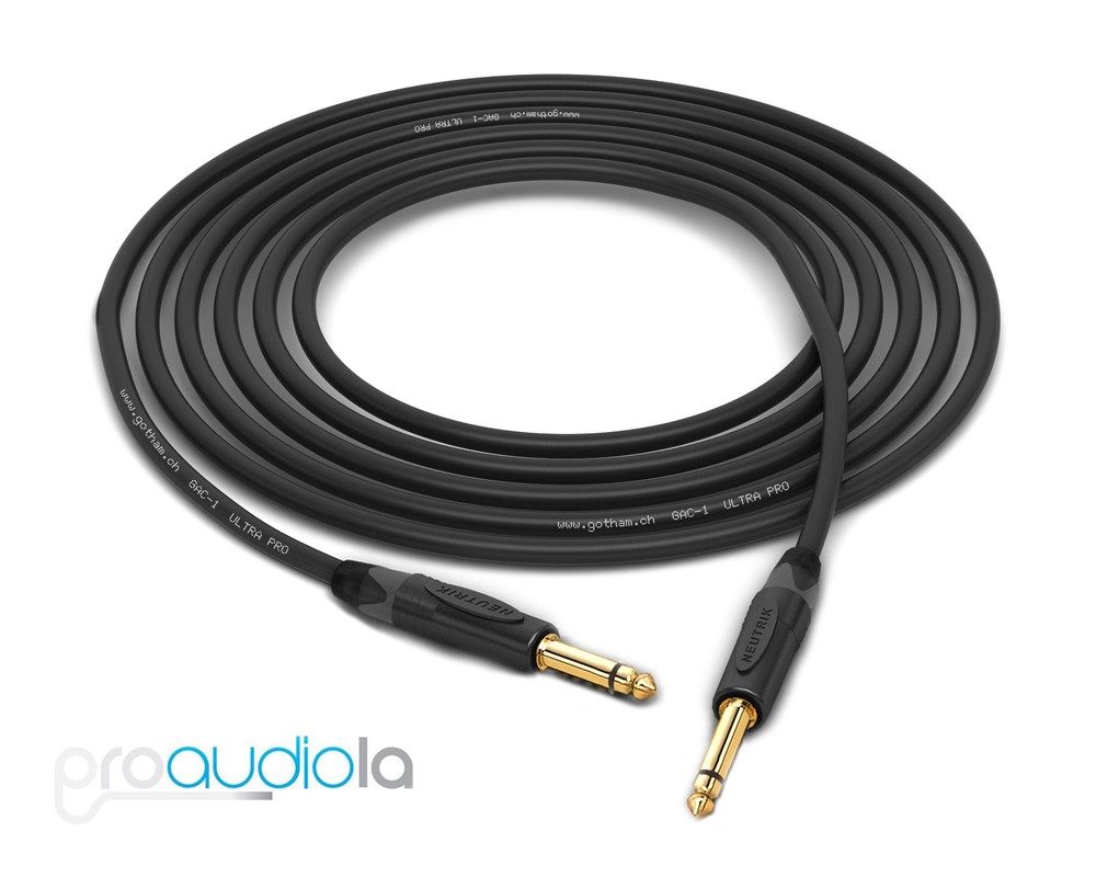 Gotham GAC-1 Ultra Pro Instrument Cable | Neutrik Gold 1/4″ TS | 25 ft | 7.6 m