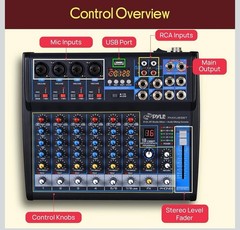 Pyle PMXU83BT 8-Channel Bluetooth Studio Mixer