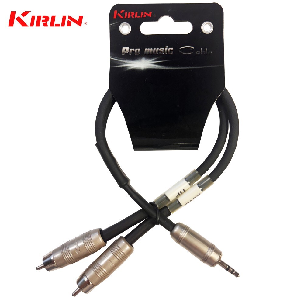 Kirlin 1FT 3.5mm TRS Stereo To Dual RCA Y-Patch Cable Y-364 PR-01/BK