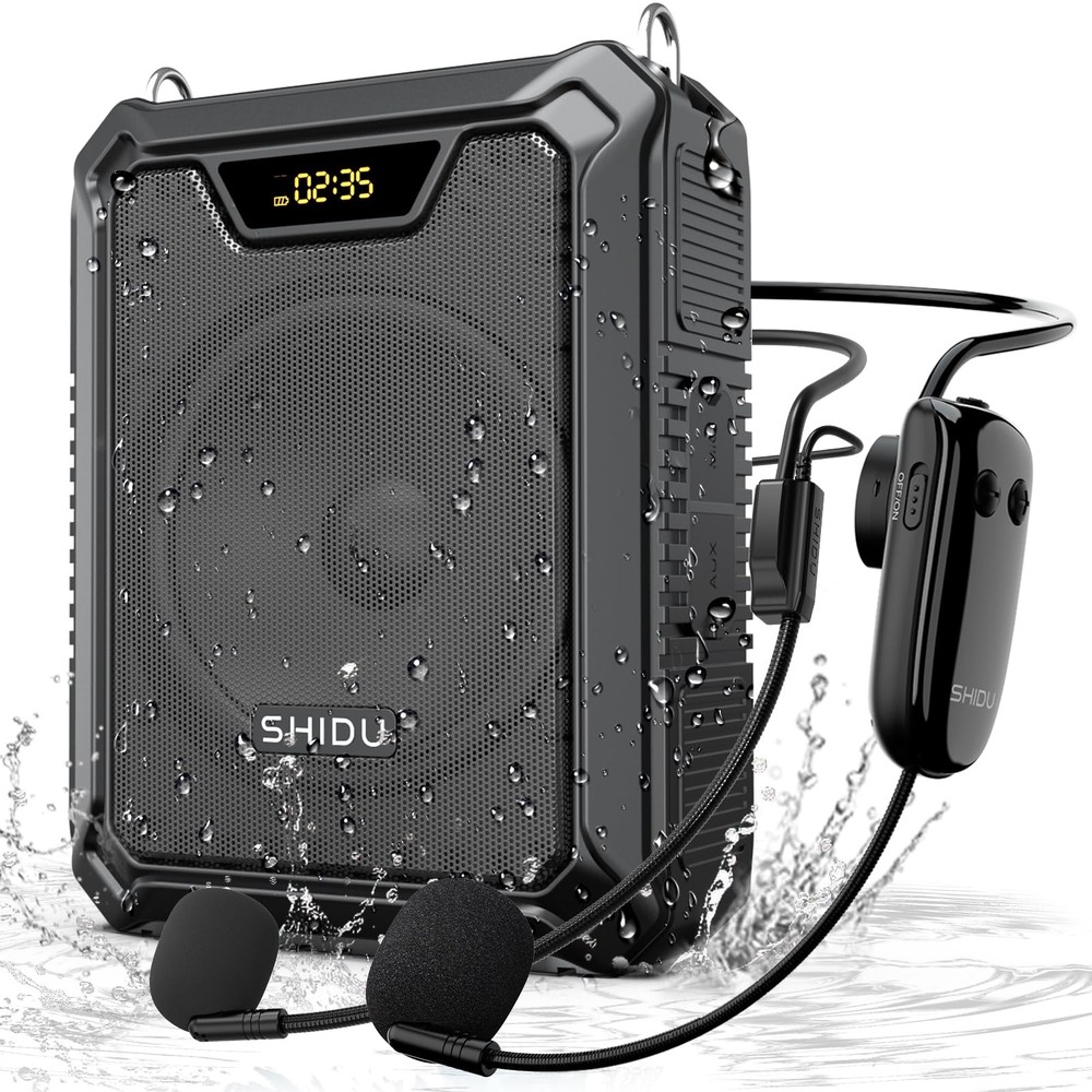 30W Voice Amplifier with Wireless Microphone, IPX6 Waterproof Amplifier Wirel…