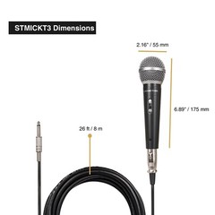Sound Town 3-piece Handheld Dynamic Microphone Kit with Carry Case (STMICKT3)