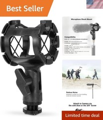 Multi-Use Microphone Shock Mount for Cameras & Boompoles – Easy Adjustability