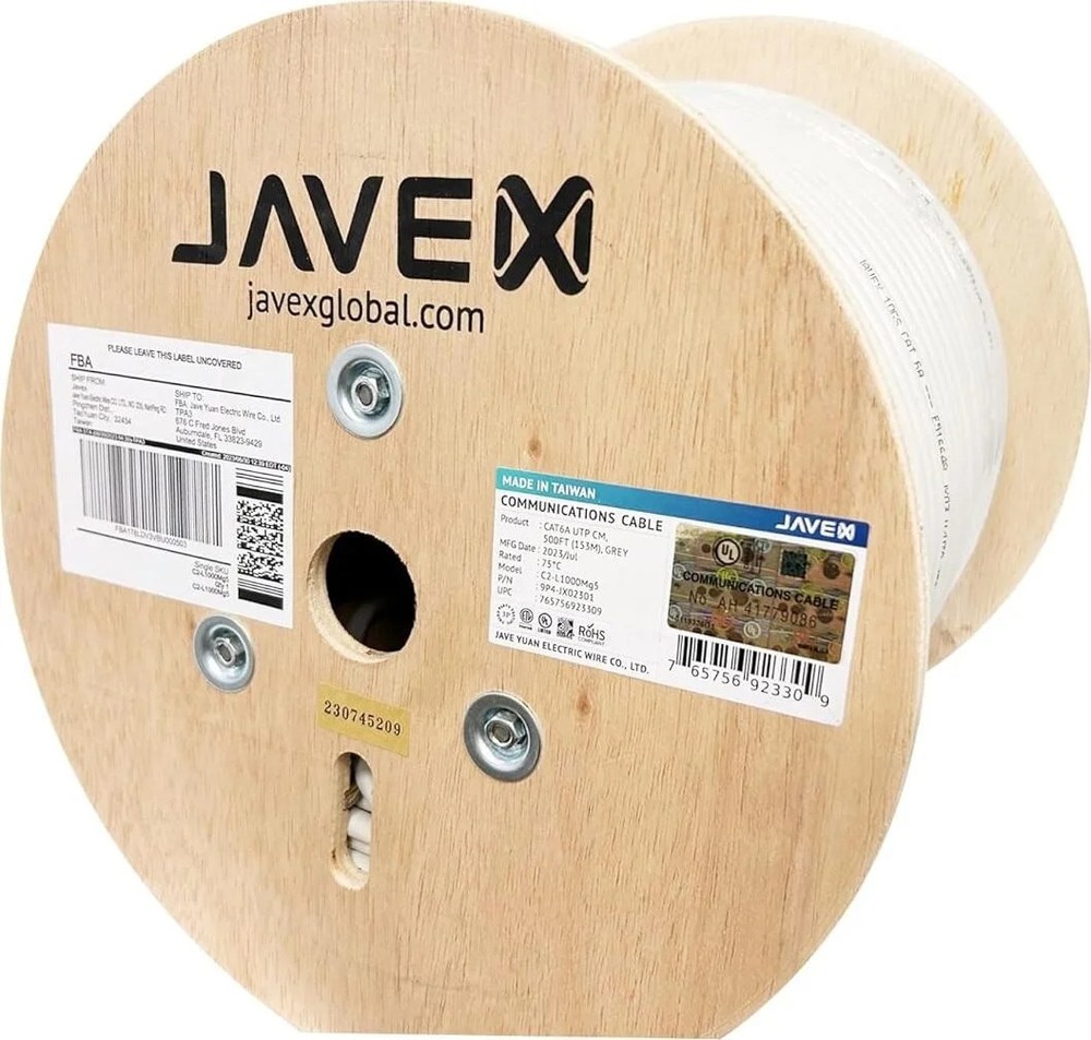JAVEX 23AWG CAT6A UL in-Wall Rated [500FT, Pure Copper] 750MHz, ETL Listed, U…