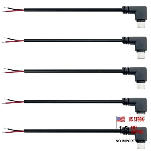 Pcs 2CM 22AWG Right Angle USB Type-C 2 Core 25cm USB Type-C Male Right Angle 5