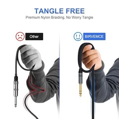 2 Pack Premium TRS Cable 10FT, 10 FT Braid Black Grey 2 Pack TRS Stereo Cable