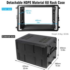Diandian 6U Rack Case Shallow 11″ Depth, 19″ Rackmount Flight Case, Watertigh…