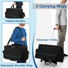 HODRANT Large Rolling DJ Cable Bag, Padded Gig Bag with Detachable Trolley D…