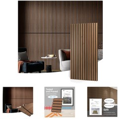 3D Fluted Acoustic Panels – Pack of 2 Walnut Wood for Stylish Noise Control