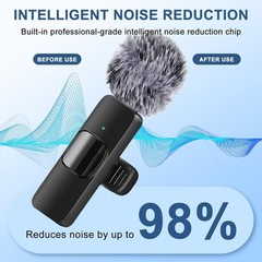 Wireless Microphone Mini Mic for iPhone/Android Phone, LED Display Lavalier Micr